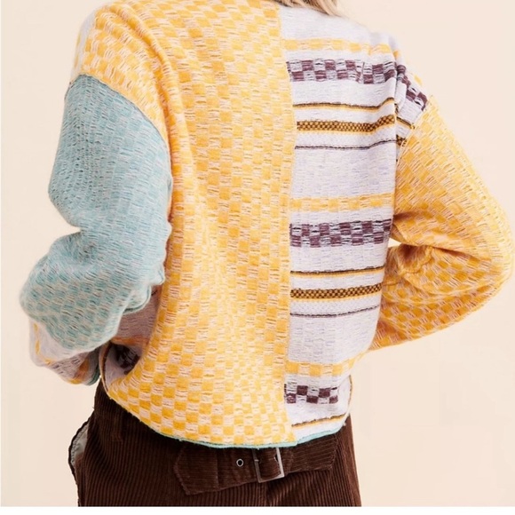 Free People women’s multicolor Ready Set Go Cardigan cropped sweater sz XS used - Picture 3 of 11